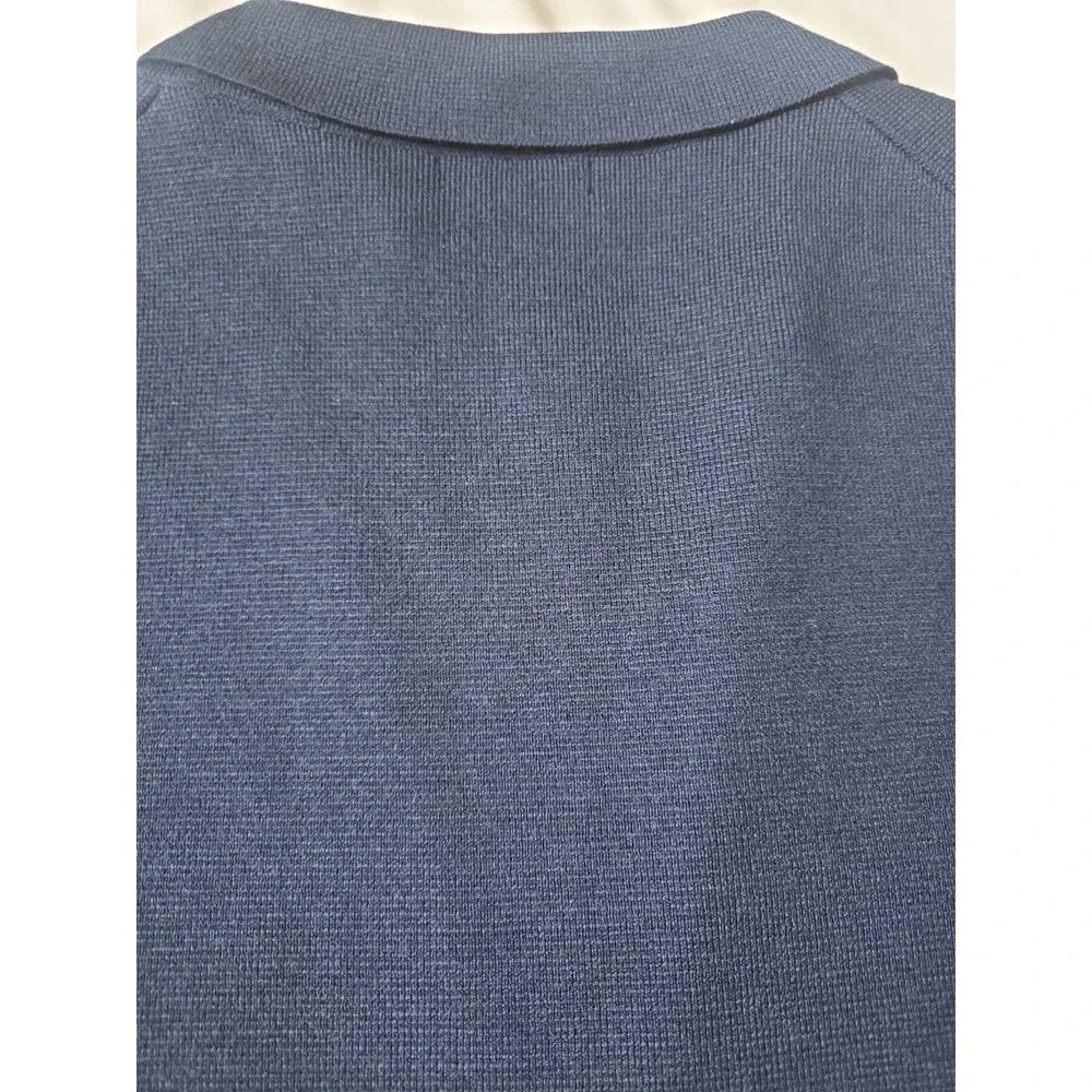 Collars & Co. Men's Large Milano Luxury Knit Sweater Blazer Navy Blue Maverick